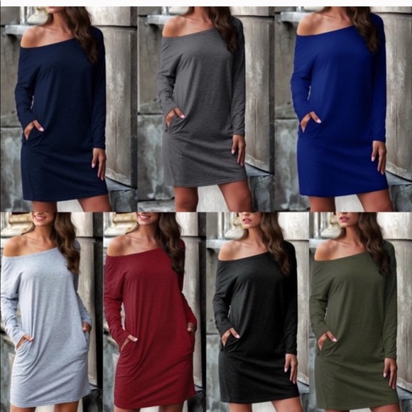 Soft Boat Neck Long Sleeve Solid Dress - Picture 14 of 14